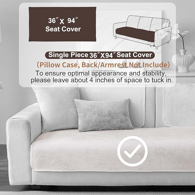 Easy Clean Couch Cover for Dogs,Non Slip Sofa Covers Washable for 3 Cushion Couch Sofa Sectional Sofa Slipcover, Furniture Protector (1 PCS 36"x94" White) - Image 2