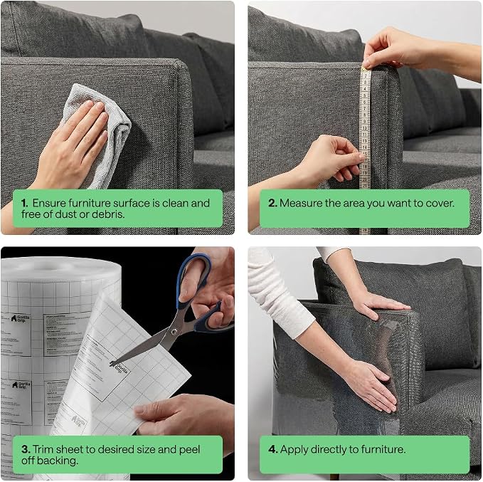 GORILLA GRIP No Pin Cat Scratch Furniture Protector, Puncture Resistant Heavy Duty Adhesive Couch Guard, Transparent Anti-Scratch Clawing Deterrent Cover for Sofa, Flexible Cut to Fit Roll, 17" x 48" - Image 9