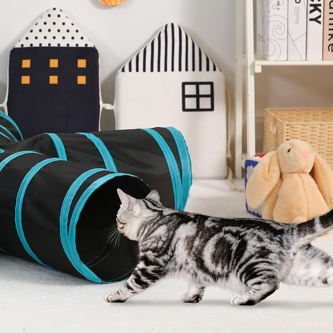 Pet Cat Tunnel, 5 Way Tunnels for Indoor Cats, Collapsible Pet Tunnel for Kitten, Puppy, Rabbit, 25cm-Wide Tunnels, Durable & Breathable, with Peek Hole Toy Ball - Image 8