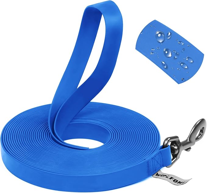 Wolfone Waterproof Dog Leash 5FT PVC Coated Long Line Training Lead | Easy Clean Dog Leash Waterproof PVC coated leash with durable training rope for recall training walking and outdoor use by Wolfonepetsupplies