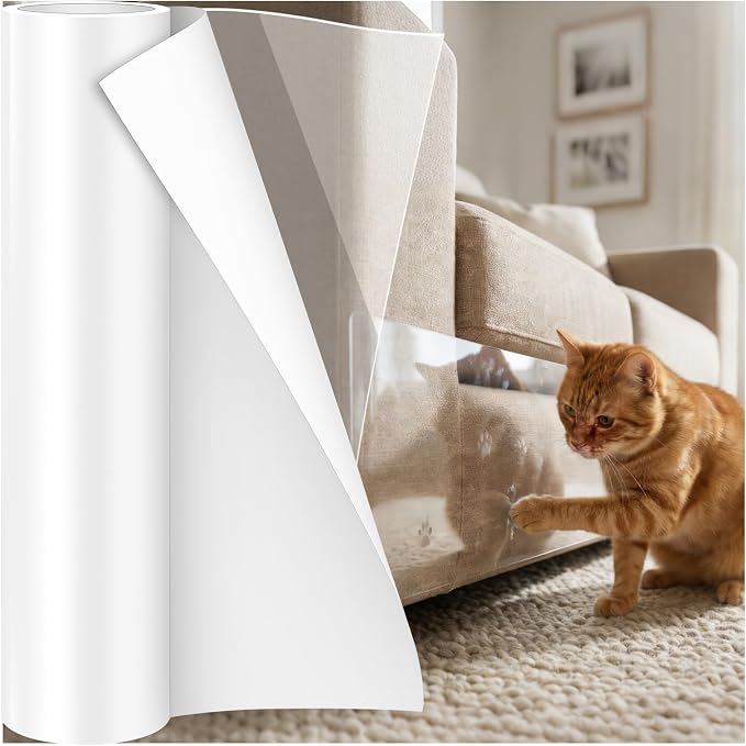 Anti-Cat Scratch Furniture Protector, Single-Sided Sticky Couch Protector for Cats,Flexible Cat Scratch Furniture Protector,Cat Scratch Furniture Protector,Cat Accessories for Doors(196.85" x 15.75") by Unknown