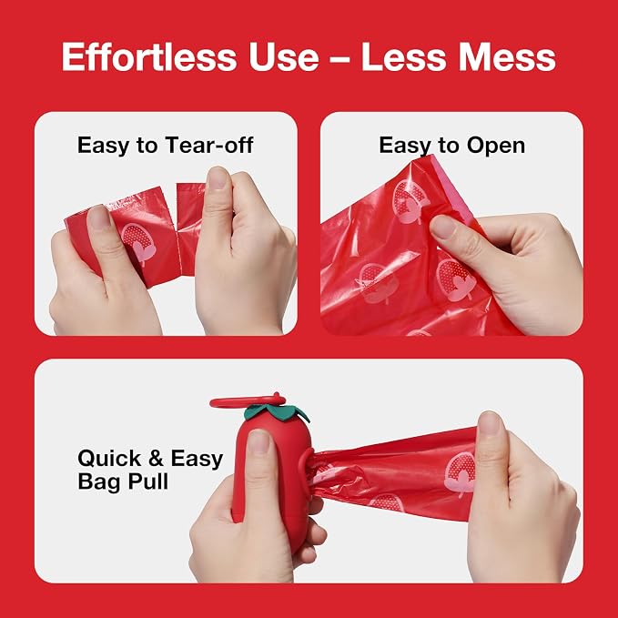 VETRESKA Strawberry Scented Dog Poop Bags, Leak Proof, 540 Counts | Extra Thick and Large Pet Waste Bags for Dogs Walking and Cat Litter, 36 Rolls - Image 4