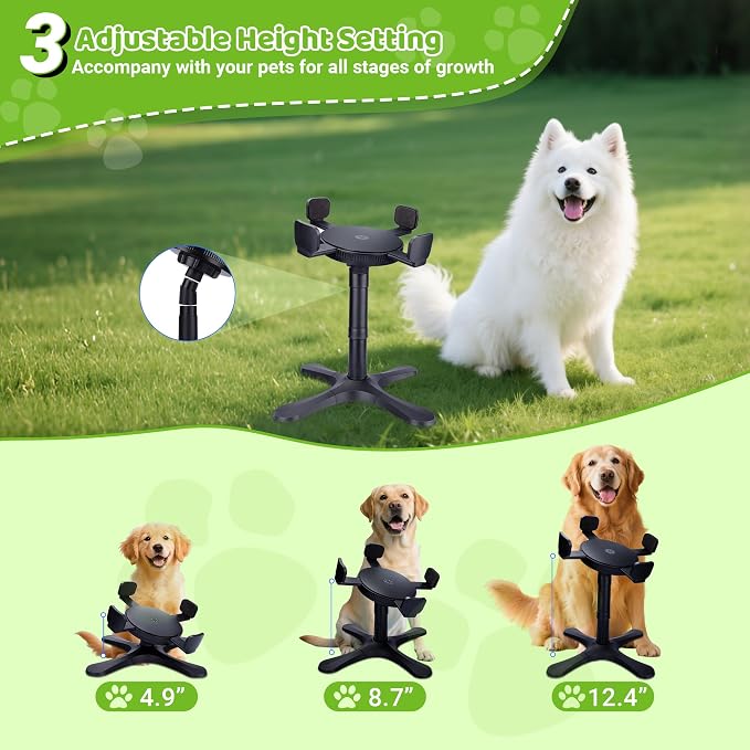 Dog Bowls Elevated Adjustable Stand, Raised Bowl with 3 Heights & Tilted Feeding Stand, Compatible with Various Bowls, for Medium & Large Breeds (with Bowl) Black - Image 5
