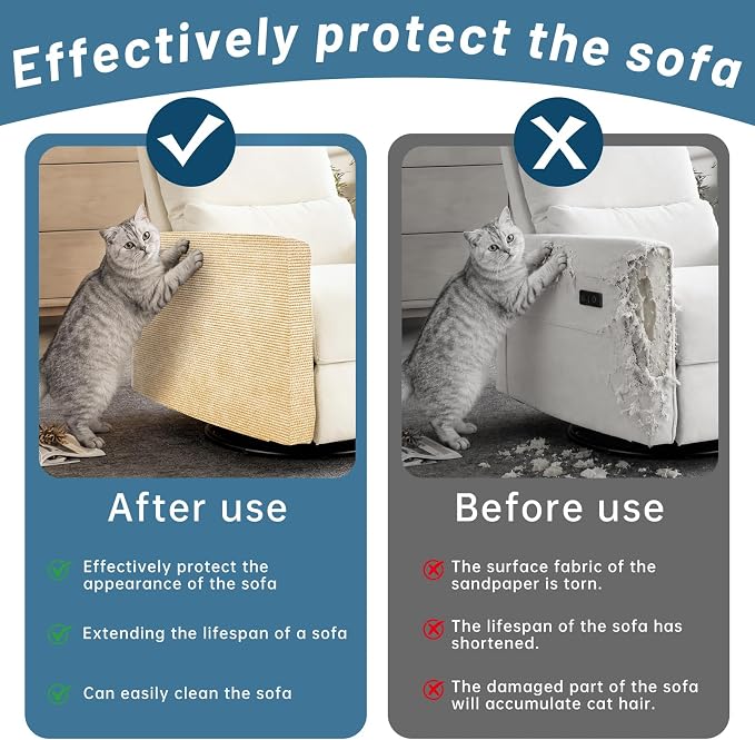 cat Scratch Furniture Protector(Khaki, 39.3x15.8Inch) | Self-Adhesive , Trimmable , Anti-Scratch for Couch & Carpet Corners,Protects Furniture from Indoor Cats - Image 3
