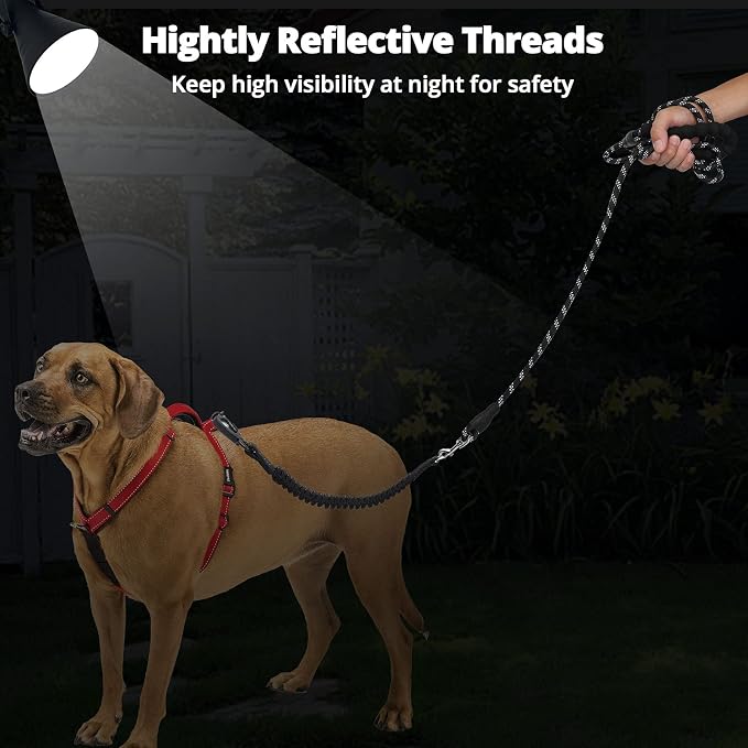 Long Dog Leash 20 FT: Heavy Duty Rope Leashes for Dogs Training with Swivel Lockable Hook Reflective Threads Bungee and Padded Handle - Dog Lead for Large Small Medium Dogs Outside Walking Hiking - Image 5