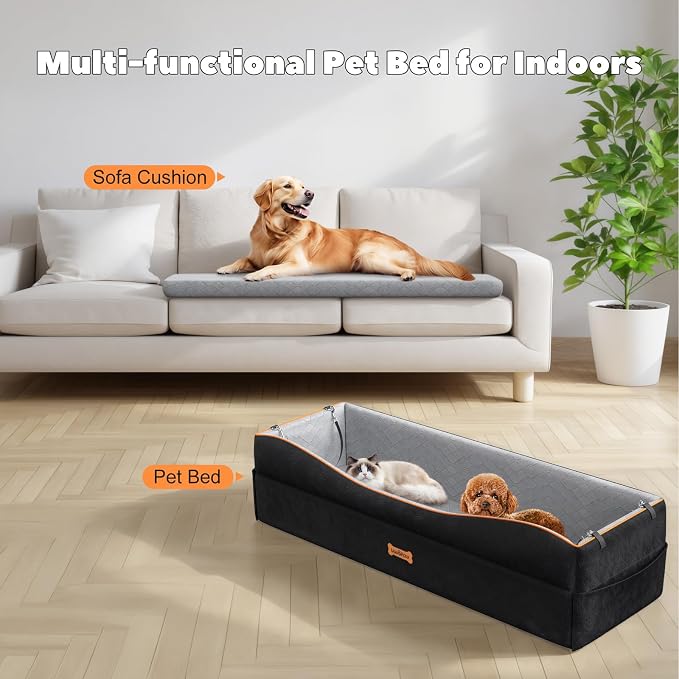 VavoPaw Car Seat for Large Dog for 2 Medium or 3 Small Dogs Under 100Lbs | Dog Booster Seats ,Pet Car Seats with 2 Safety Leashes, Dogs Sofa Bed Cushion Add Thick Sponge, Pet Cars Carrier for Travel - Image 7