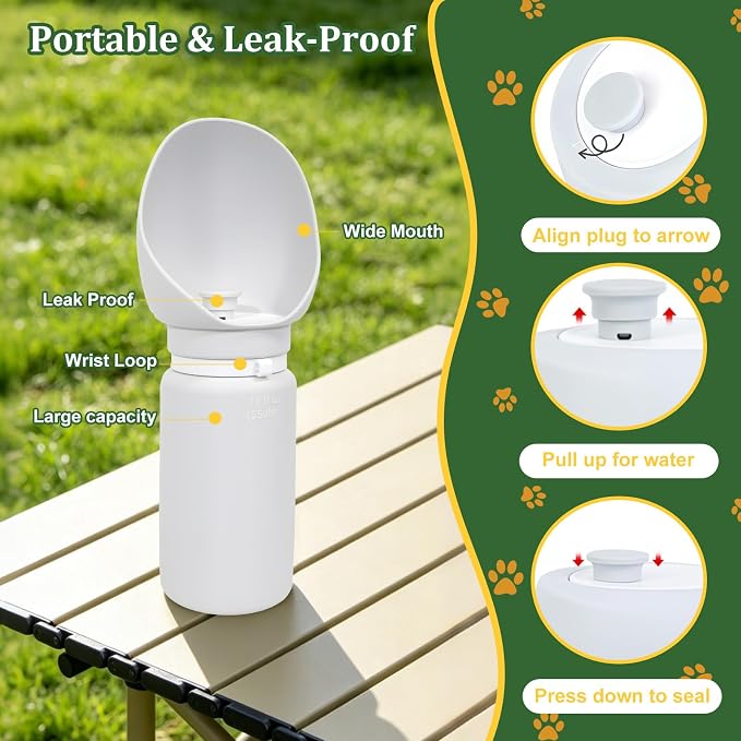 2 in 1 Foldable Dog Water Bottle, Leakproof Portable Pet Dispenser, Grey | Portable Water Dispenser for Cat, Rabbit, Puppy and Small Animals, for Pets Outdoor Walking, Hiking, Travel, BPA Free - Image 4