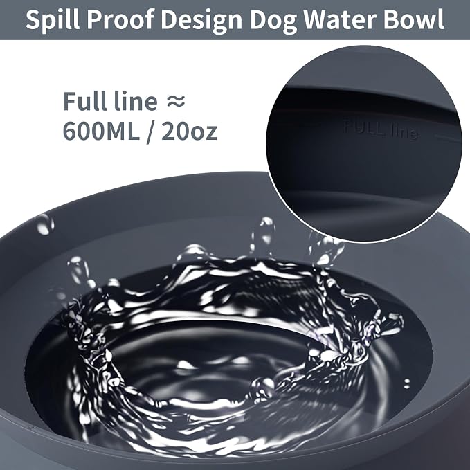 SLSON Spill Proof Dog Water Bowl for Cars,Collapsible No Splash Dog Travel Bowls Integrated Molding Portable Pet Bowl for Road Trip Truck,RV,SUV,Boat Accessories (Dark Grey) - Image 3