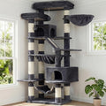 Heybly Cat Tree, 71-Inch-Tall Tower for Indoor Cats with 2 Perches HCT034G | Large Cat Furniture with 2 Big Condos, 2 Hammocks, Basket, Scratching Pad, Multi-Level Cat Condo, Smoky Gray by HEYBLY
