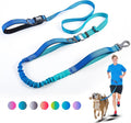 Heavy Duty Hands Free Dog Leash, 5-7 FT Reflective Adjustable Waist Dog Leash Belt with Padded Handles, Shock Absorbing Bungee and Car Seat Belt for Large Medium Dogs (Gradient Cobalt, XL) by JETOG