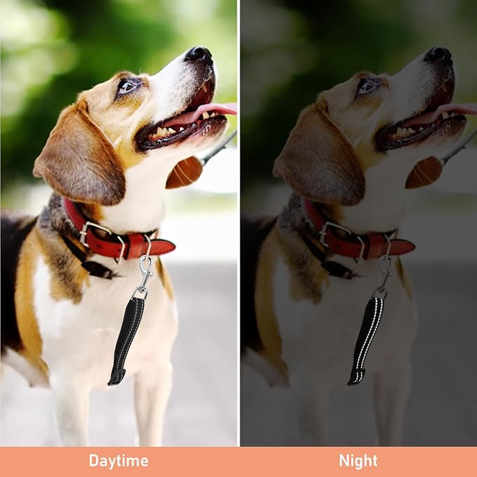 Amabro 2PCS Reflective Dog Safety Collar Clips, Adjustable Nylon Pet Collar Double Ended 360 Degree Rotatable Backup Clasp Clips Dog Collar Harness Connector (Black, Grey) | Adjustable Nylon Double Ended 360 Degree Rotatable Backup Clasp Clips Dog Harn... - Image 2