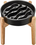 Ceramic Slow Feeder Dog Bowls Elevated, 2.0 Cups Dog Slow Feeder for Medium and Large Dogs, 30oz, 8in, Black by MOPANG