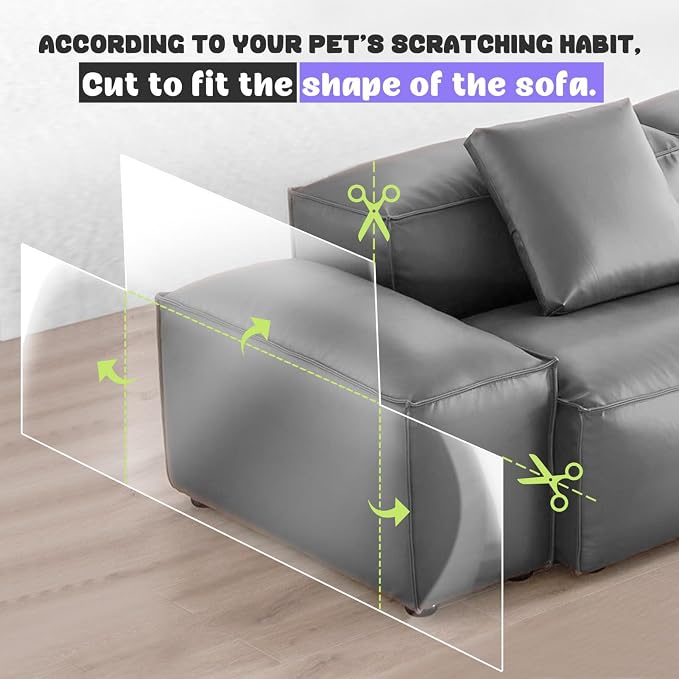 JINVOGREEN Cat Scratch Furniture Protector, 196.8 x 11.8 in | Thickened Transparent Self-Adhesive Couch Protector Designed to Help Shield Furniture from Cat Claws and Scratching - Image 6