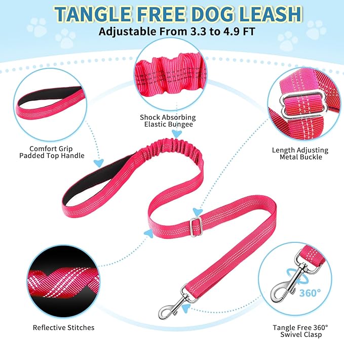 Lukovee Small Dog Harness and Leash Set, No Pull Soft Padded Vest | Both Neck & Chest Adjustable, Reflective, Puppy Harness with 4ft Lightweight Anti-Twist Dog Leash for Small Dogs (Pink, S) - Image 3
