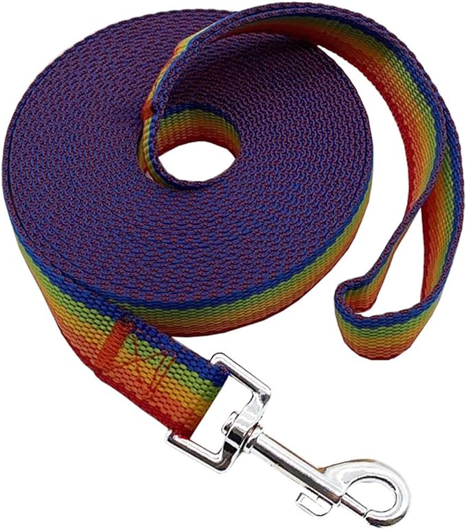 Nylon Training Dog Leash for Small Medium Large Dogs, 15ft 20ft 30ft 50ft Long Leash Dog/Puppy Lead for Obedience Recall Training, Camping (30ft, Rainbow) by MANDAO