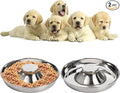 SOUJOY 2 Pack Stainless Steel Puppy Bowls, Pet Slow Feeder Bowls, Non-Skid Dog Food and Water Bowl, Feeding Weaning for Small Medium Large Dogs, Cat, Pets, Multiple Puppies by SOUJOY