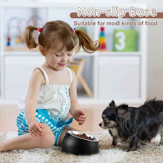 Irenare Elevated Cat Bowls 4 Pack, Stainless Steel Slanted Food Dishes 7oz, Raised Pet Bowls for Cats Small Breeds, Ergonomic Kitten Puppy Feeding Set for Digestion Health Easy Clean - Image 5