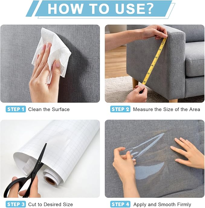 Anti Cat Scratch Furniture Protector, 161.5" x 12.4" | Cat Scratch Deterrent Protection, Clear Single-Sided, Strong Adhesion, Residue-Free, Couch,sofa,& Wood Furniture - Image 7