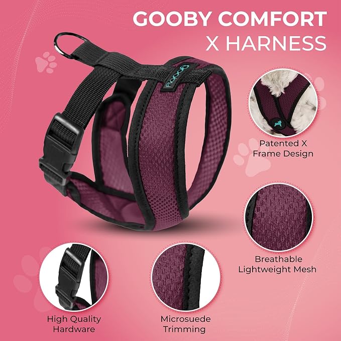 Gooby Comfort X Head-in Dog Harness, Choke-Free, Purple, Large | Patented choke-free X-frame; Secure head-in fit; Lightweight breathable mesh; Back metal D-ring; Machine washable - Image 4