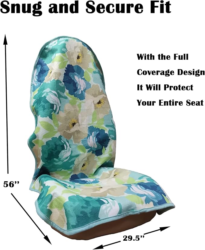 Car Seat Cover Protector Front Seats,for Gym Workout,Running,Swimming,Beach and Hiking,Waterproof Sweat Towel Bucket Seat Covers for Cars SUV Trucks (Chrysanthemum, 1Pcs) - Image 3