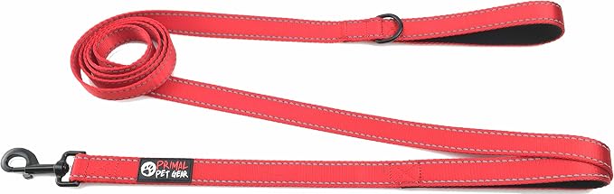 Dog Leash 8ft Long - RED - Traffic Padded Two Handle - Heavy Duty - Double Handles Lead for Control Safety Training - Leashes for Large Dogs or Medium Dogs - Dual Handles Leads - Image 5