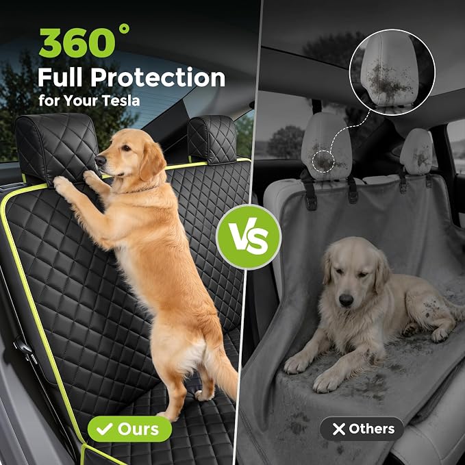 Dog Car Seat Cover for Tesla Model 3 Model Y, Scratch-Resistant Leather with 360° Full Coverage, Non-Slip Car Dog Hammock with Window Flap Insert Fixing, Waterproof Car Seat Protector for Back Seat - Image 5