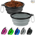 Collapsible Dog Bowl for Travel,2-Pack 12oz Pet Portable Water Food Bowls | Silicone Pet Foldable Bowl with 2 Carabiner Clips, Travel Water Bowl, Food Dishes Bowl, for Camping, Hiking, Walking by HOSCAPE