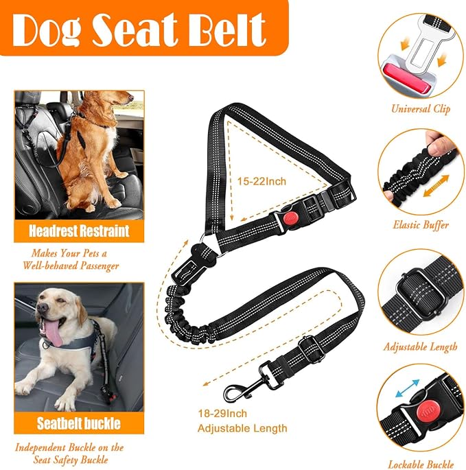 LOBEVE No Pull Dog Harness, Collar & Leash Set with Travel Accessories | Includes Dog Seat Belt, Collapsible Bowls & Poop Bag Dispenser. Ideal for Training, Walking, Hiking. Fits Small to Large Dogs - Image 7