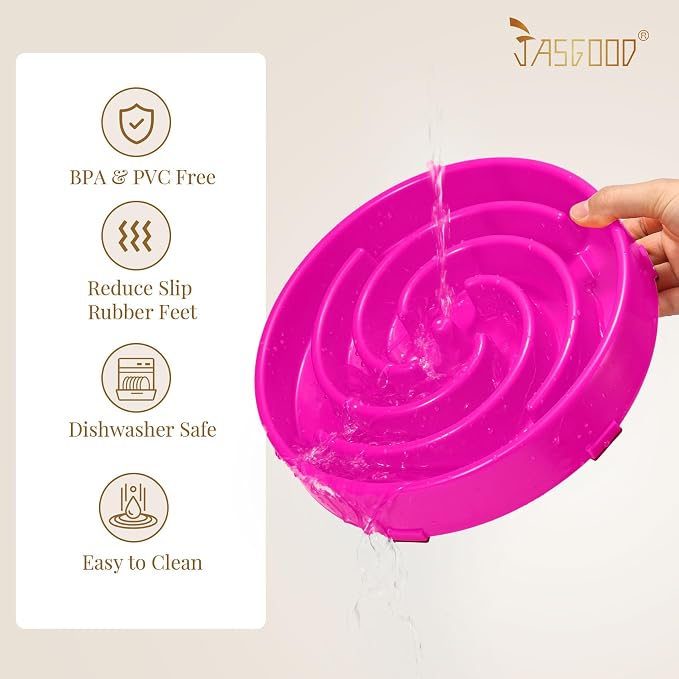 JASGOOD Slow Feeder Dog Bowl for Large Medium Dogs, Anti-Gulping Pet Slower Food Feeding Bowls, Stop Bloat, Preventing Choking, Healthy Design, R-Rose red - Image 5