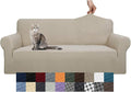YEMYHOM Couch Cover Latest Jacquard Design High Stretch Extra Large Sofa Covers Pet Dog Cat Proof Oversized Slipcover Non Slip Magic Elastic Furniture Protector (XL Sofa, Khaki) by YEMYHOM