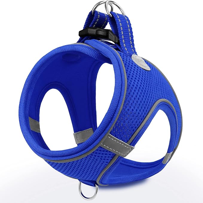 Joytale Step-in Dog Harness, Soft Breathable Mesh, Navy Blue M | Adjustable Fit for Small Dogs, Easy Step-in with Secure Fastener, Even Chest Pressure, Reflective For Night Safety, Washable by Joytale