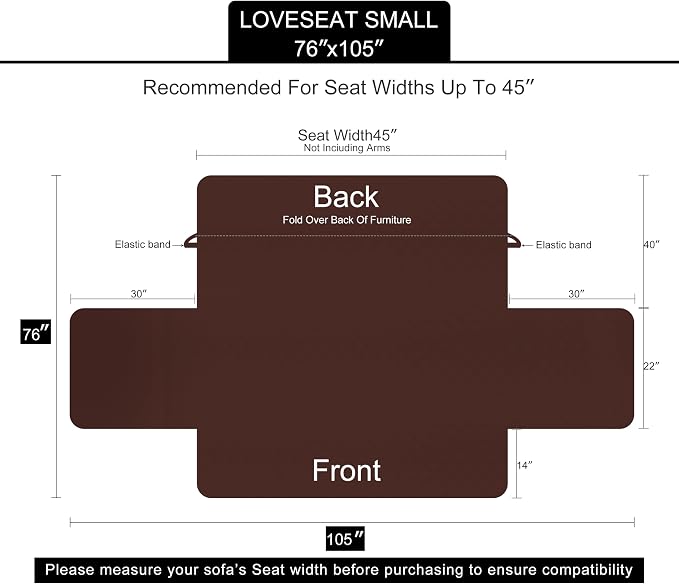 U-NICE HOME Loveseat Sofa Cover for 2 Cushion Couch, Sand/Beige | 45''Loveseat Cover Washable, Pet Friendly, Elastic Straps, Water Repellent, Furniture Protector for 2 Cushion - Image 6