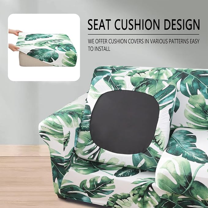 hyha Stretch Couch Covers, Sofa Cover for 3 Cushion Couch Pet Friendly | Floral Pattern, Printed, 4 Pieces, 3 Separate Cushion Sofa, Durable Anti-slip Washable Protector with Elastic Bottom for Dogs - Image 2