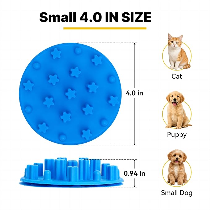 Slow Feeder Insert for Cat Dog Bowls, Anti-Choking Silicone with Strong Suction Cups, Fits Most Cat Bowls, Ideal for Puppy Small Medium Breeds (Blue) - Image 2