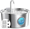 Cat Fountains for Drinking Stainless Steel: 108oz/3.2L Cat Water Fountain with 6 Filters + 3 Sponges - Running Pet Water Fountain Filtered - GIOTOHUN Faucet Like Pet Water Fountains for Cats Indoor by GIOTOHUNPetLife