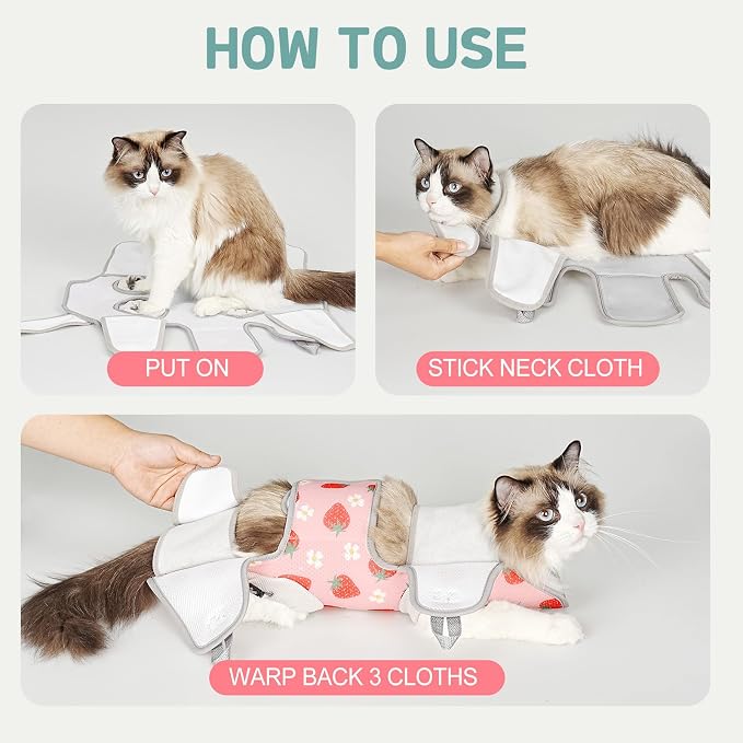 Supet Cat Grooming Hammock Harness for Nail Trimming, Kitten Care Sling | Small Dog Hanging Sling for Nail Clipping, Pet Restraint Holder for Medicine, Ear & Teeth Cleaning, Eye Care (Strawberry S) - Image 6
