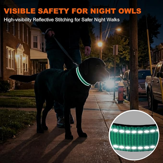 Taglory Reflective Extra Large Dog Collar, Comfortable for Safe Night Walks | Soft Neck Cushioning, Adjustable 18-28 in, Sturdy Webbing Withstands Strong Pullers, Zinc Alloy D-Ring for Leash and ID Tags - Image 5