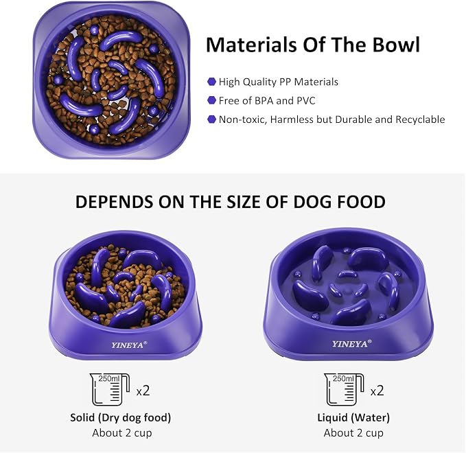 YINEYA Slow Feeder Dog Bowls, Pet Supplies That Slow Down Eating, Pet Food Bowls, Maze Dog Puzzle Feeder for Medium Breed | Dog Food Bowl Slow Down Eating Prevents Bloat, Promotes Healthy Digestion, Puzzle Feeder Interactive Makes Meal Time Fun - Image 6