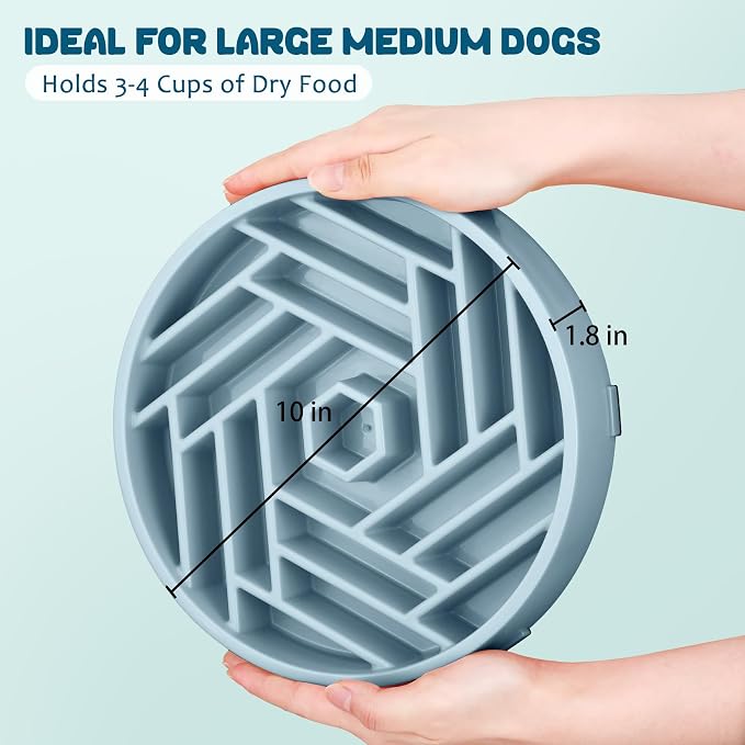WHIPPY Slow Feeder Dog Bowl, Puzzle Maze Design to Slow Down Eating, 3-Cup Capacity, Anti-Gulping Food Bowl for Medium & Large Dogs,Blue - Image 6