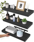 WALI Floating Shelves for Wall, 3 Tier Bathroom Storage Shelf Over Toilet, for Bedroom Bookshelf, Living Room Decor, Kitchen, Nursery, Laundry, Soundbar Floating Shelf Mount Under TV (CS103L), Black by WALI
