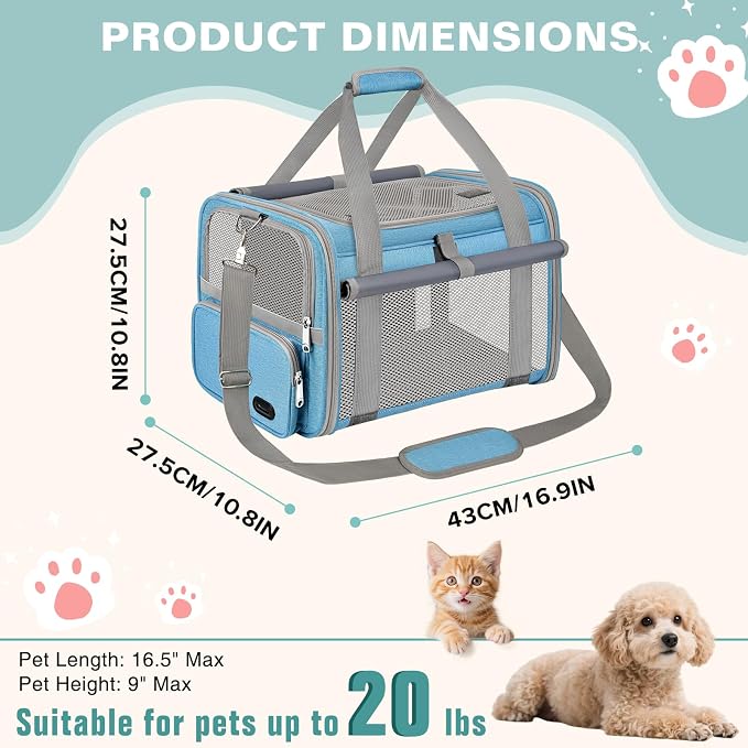 Cat Carrier Airline Approved Privacy Portable Top Load Pet Travel Bag | Soft Sided Pet Carriers for Small Cats Dogs Puppy up to 16 Lbs,Collapsible,Zipper Lock,Luggage Sleeve,2 Storage,Washable - Image 4