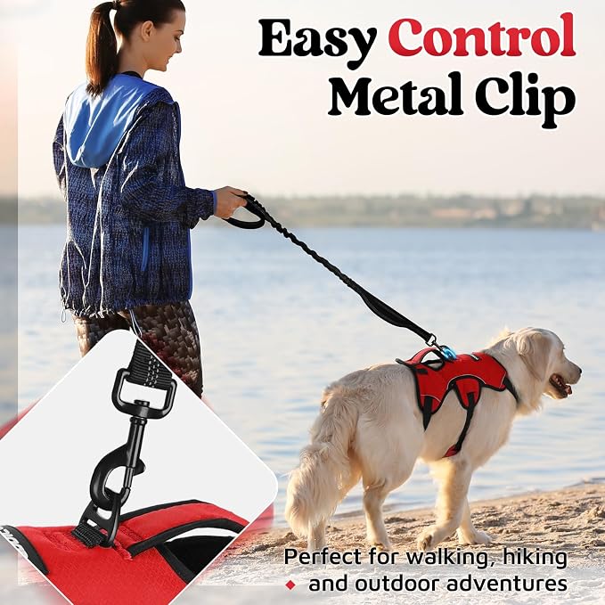 rabbitgoo Escape Proof Dog Harness for X-Large, No Pull with Lift Handle | No Escape, Full Soft Padded, Reflective Adjustable Vest, Leash Clip for Walking Hiking Training, Red, X-Large - Image 5