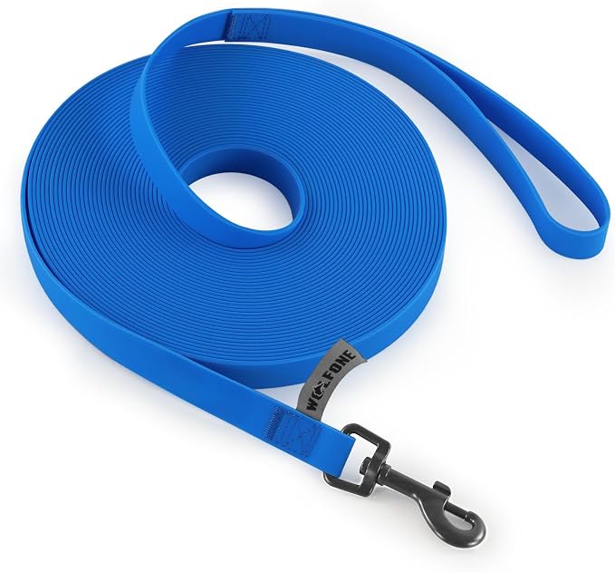 Wolfone Waterproof Dog Leash 20FT Long Line Recall Training Lead | Long Dog Lead PVC coated waterproof leash with easy clean surface strong training rope for recall hiking and beach trips by Wolfonepetsupplies