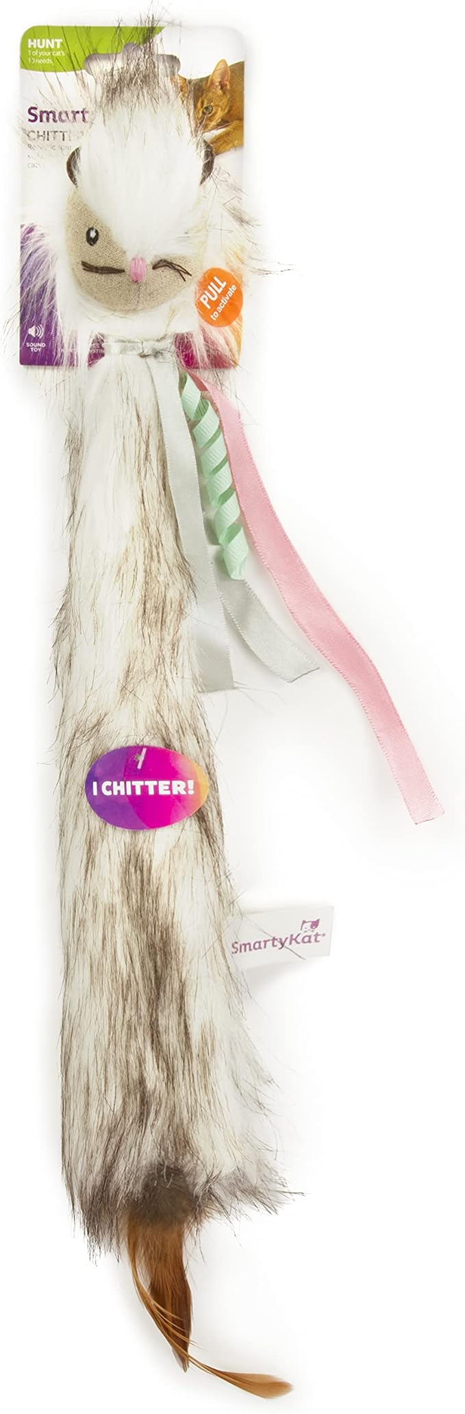 SmartyKat Chitter Critter Squirrel Electronic Sound Plush Kicker Cat Toy, Battery Powered - Gray, One Size (Pack of 2) - Image 6