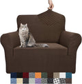 YEMYHOM Couch Cover Latest Jacquard Design High Stretch Sofa Chair Covers for Living Room, Pet Dog Cat Proof Armchair Slipcover Non Slip Magic Elastic Furniture Protector (Small, Dark Coffee) by YEMYHOM