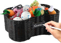 Pet Dog Toy Basket,Dog Bone Shape,Wicker Storage Bin for Dog Cat Toys with DIY Tag,Dog Toy Organizer Holder Boxes for Living Room,Handmade Poly Wicker Basket by Brabtod
