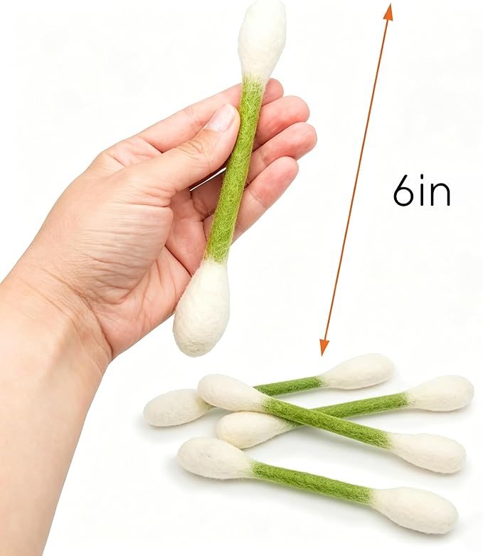Giant Qtip Cat Toy, Cotton Swab Cat Toy with Catnip, Interactive Cat Toys for Indoor Cats, Catnip Toys, Cat Chew Toy – 6 Pack for Indoor Boredom Relief (Green) - Image 2