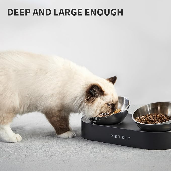 PETKIT 304 Stainless Steel Elevated Cat Bowls&Dog Bowls,Raised Cat Food and Water Bowl Set, Non-Slip, Anti Vomiting 15°Tilted Cat Small Animal Plate - Image 9