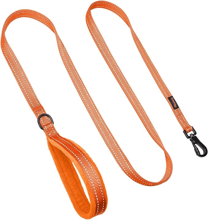 Didog 6FT Reflective Dog Leash for Medium Large Dogs,Slim 3/4" Width,Orange | Soft Padded Handle, Plush Comfort Grip, Tangle-Free, 360°Heavy-Duty Strengthened Clasp for Daily Walks/Training, Night Safety - Image 4