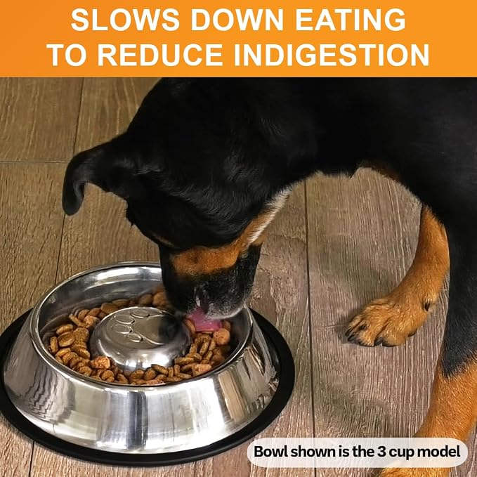 Neater Pet Brands Stainless Steel Slow Feed Bowl - Non-Tip & Non-Skid - Stops Dog Food Gulping, Bloat, Indigestion, and Rapid Eating (5 Cup) - Image 4